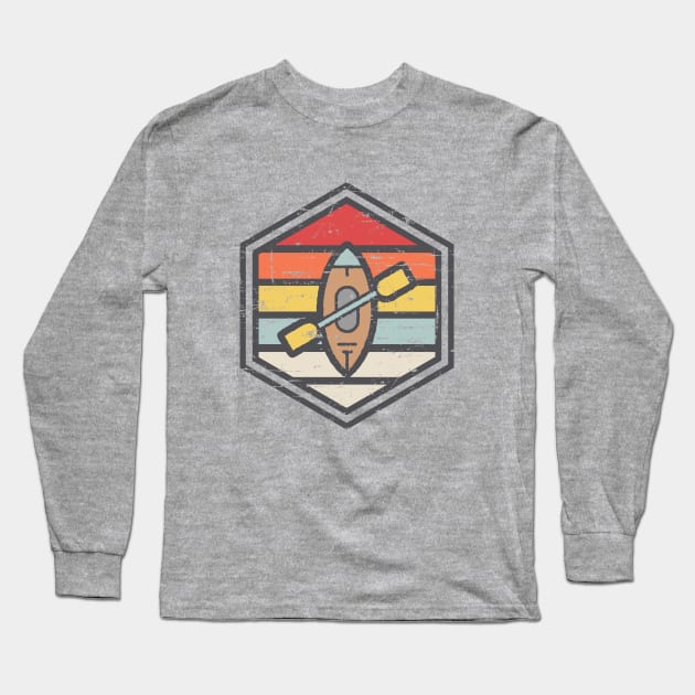 Retro Badge Kayak Light Long Sleeve T-Shirt by rojakdesigns